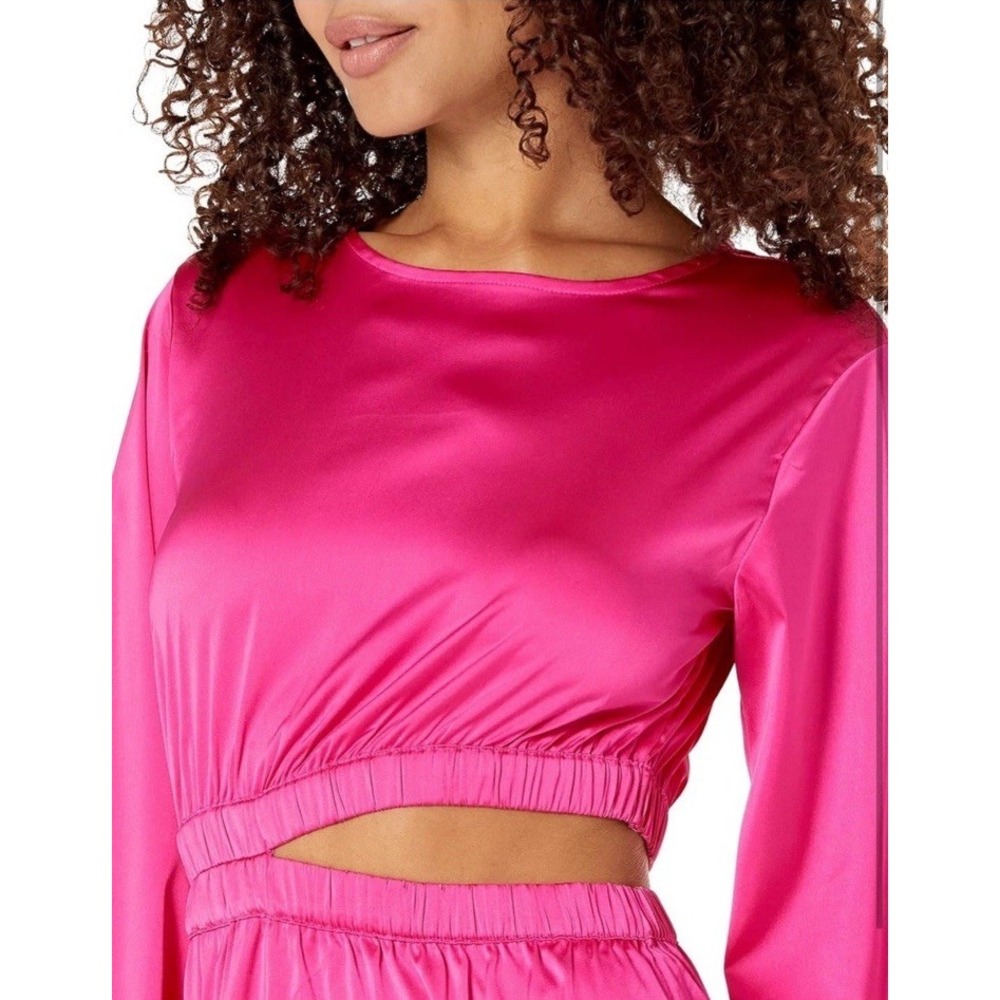 NWT L The Drop Jacob‎ Long Sleeve Cut Out Midi Dress,  Women's  Hot Pink - Picture 2 of 3